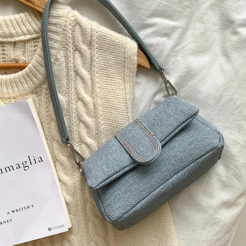 

Повседневная джинсовая сумка через плечо для женщин, модные небольшие холщовые сумки, высококачественные сумки через подмышку для женщин, чехлы для телефонов, сумки-плавники