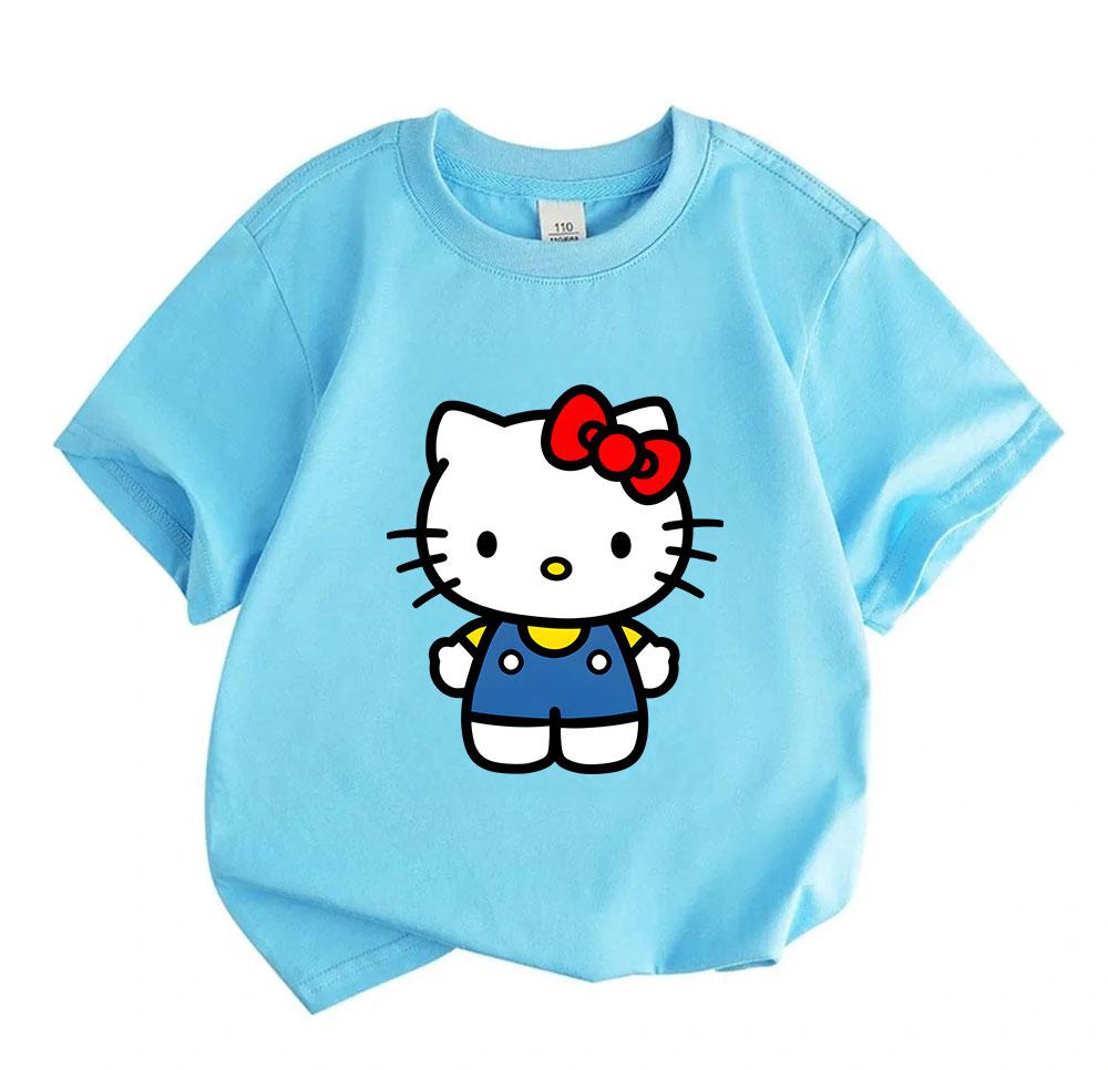 Cute Cartoon Character Print Kids T-Shirt, 100% Cotton Soft Breathable Crew Neck Short Sleeve Casual Tee for Boys Girls, Comfortable Daily Wear Summer