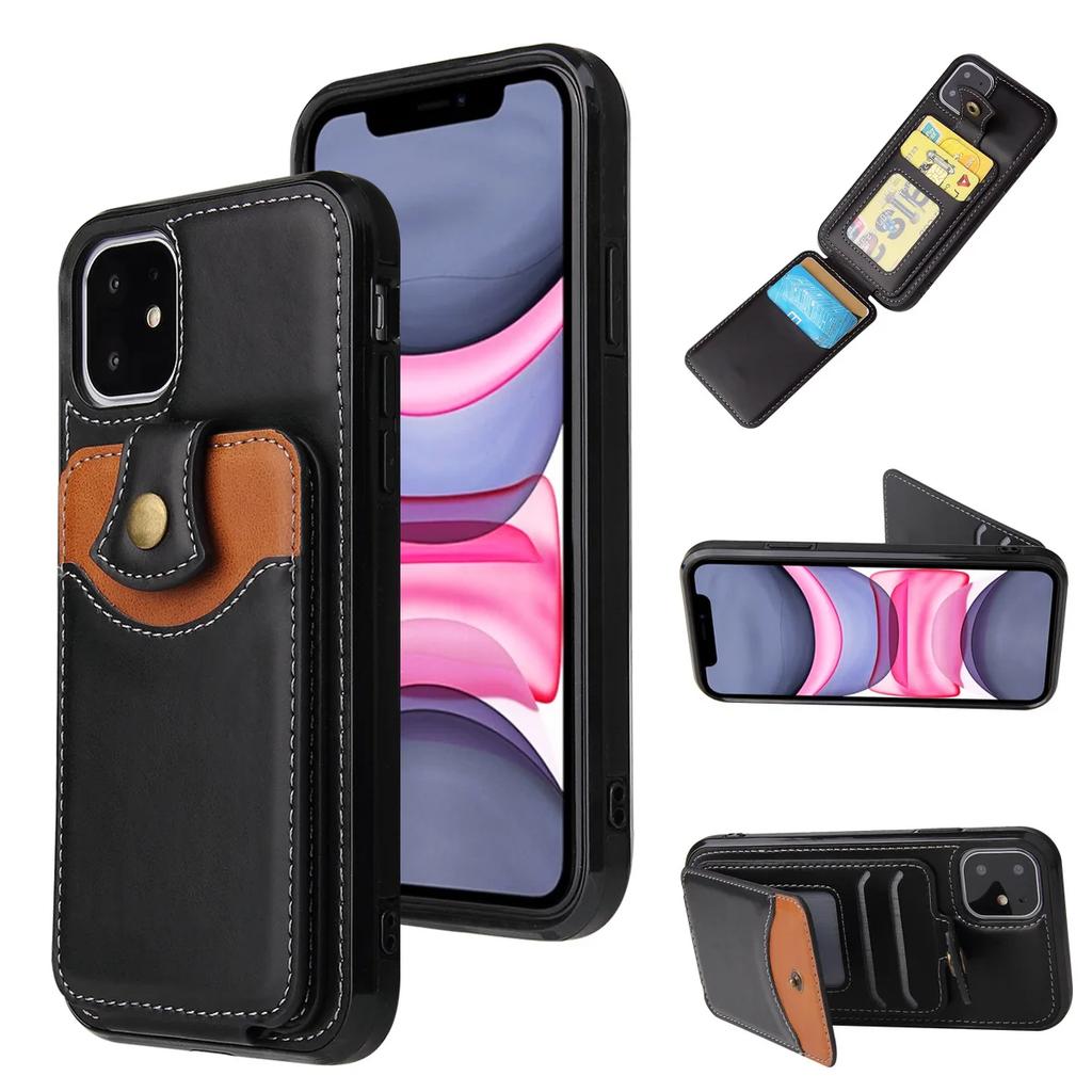 Luxury Leather Cards Case for iPhone 15 14 13 12 Mini 11 Pro X XS Max XR SE 2022 7 8 Plus Wallet Card Holder Phone Cover Bags