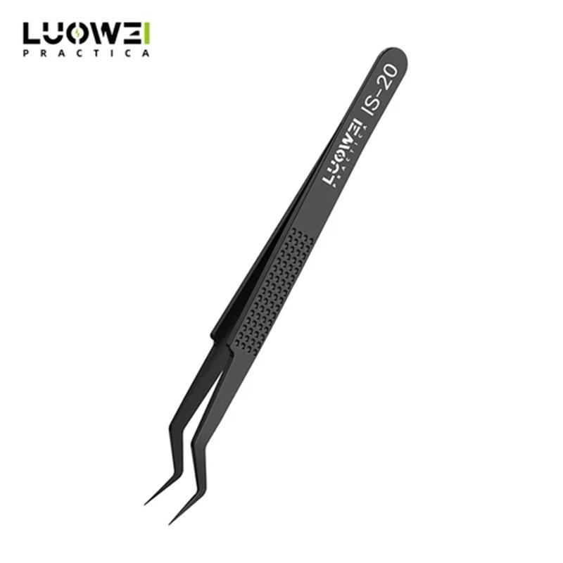 

LUOWEI IS-20 Tin-plated Tweezers for Phone Circuit Board Maintenance Anti-magnetic Stainless Steel Chip Soldering Tweezers IS-20