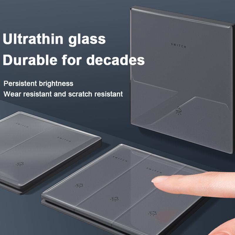 Ultra-Thin Grey 13A 220V-250V Electric Light Switch Socket Scratch-Resistant Tempered Glass Panel Wall Switch Big Touch Panel