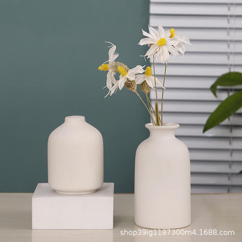 Ceramic Vase White Three-piece Set Ornament Creative Dried Flower Hydroponic Home Living Room Flower Arrangement Modern