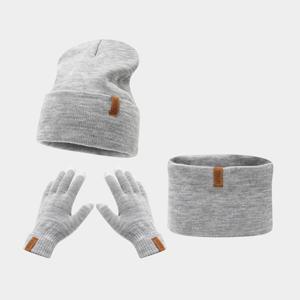Winter Knitted Hat Scarf Gloves Set With Alphabet Embroidery For Men Women