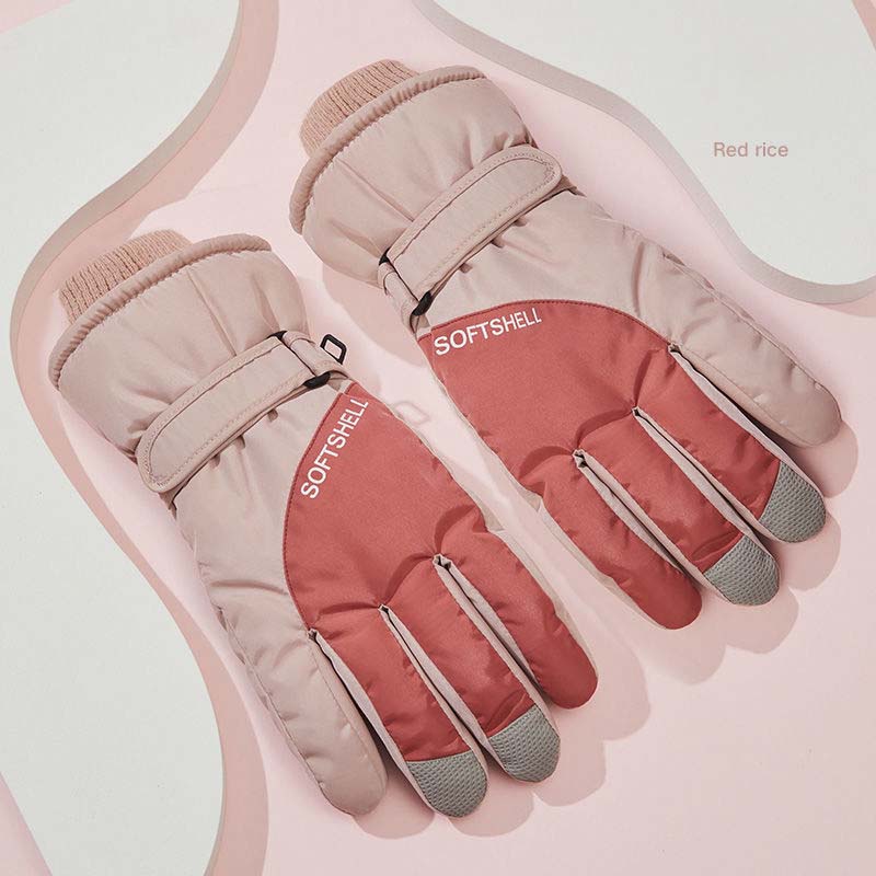 Ski Gloves Women's Riding Cold-proof Men's Winter Warmth Cute Plus Velvet Thick Down Cotton Gloves