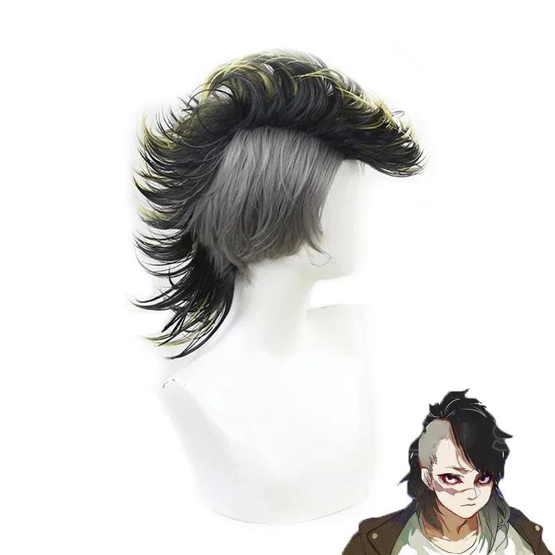 

Аниме Шинадзугава Гэня Косплей Парики Аниме Клинок, рассекающий демонов: Парик из высокотемпературного волокна в черно-желтом стиле Kimetsu No Yaiba as the picture-