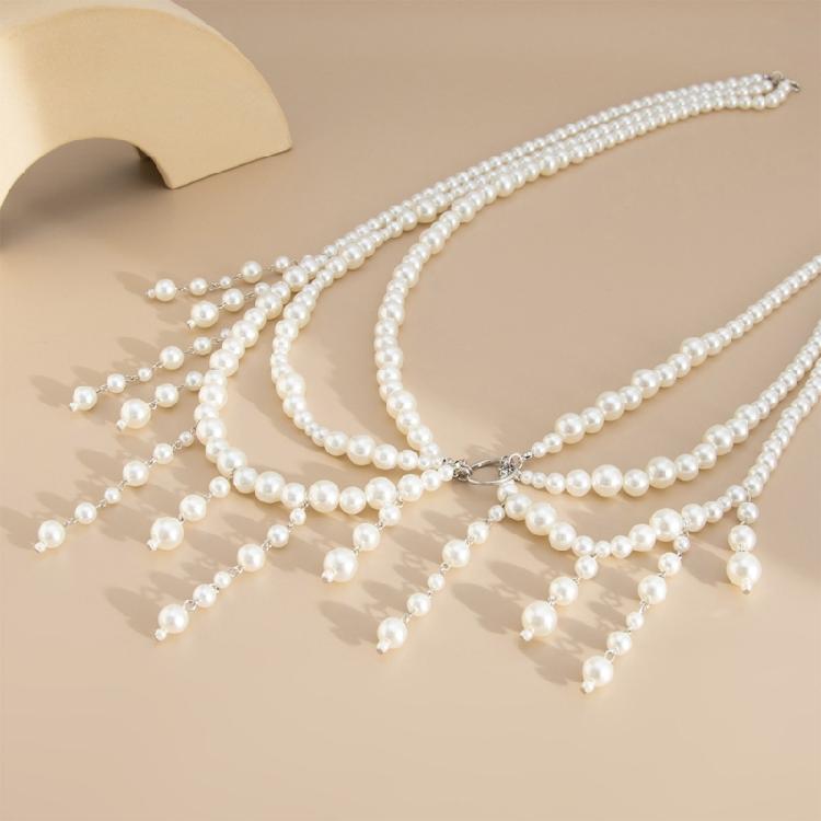 Multipurpose Pearls Embellished Body Chain Bra Beachwear Jewelry Accessory for Fashionable Women Ladies Daily Use