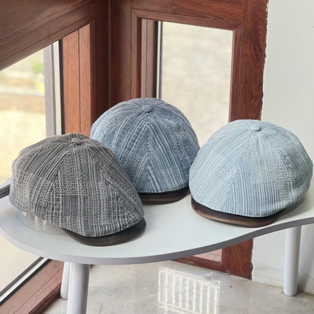 Y2k Cowboy Beret Retro Painter Cap Korean Denim Beret Unisex