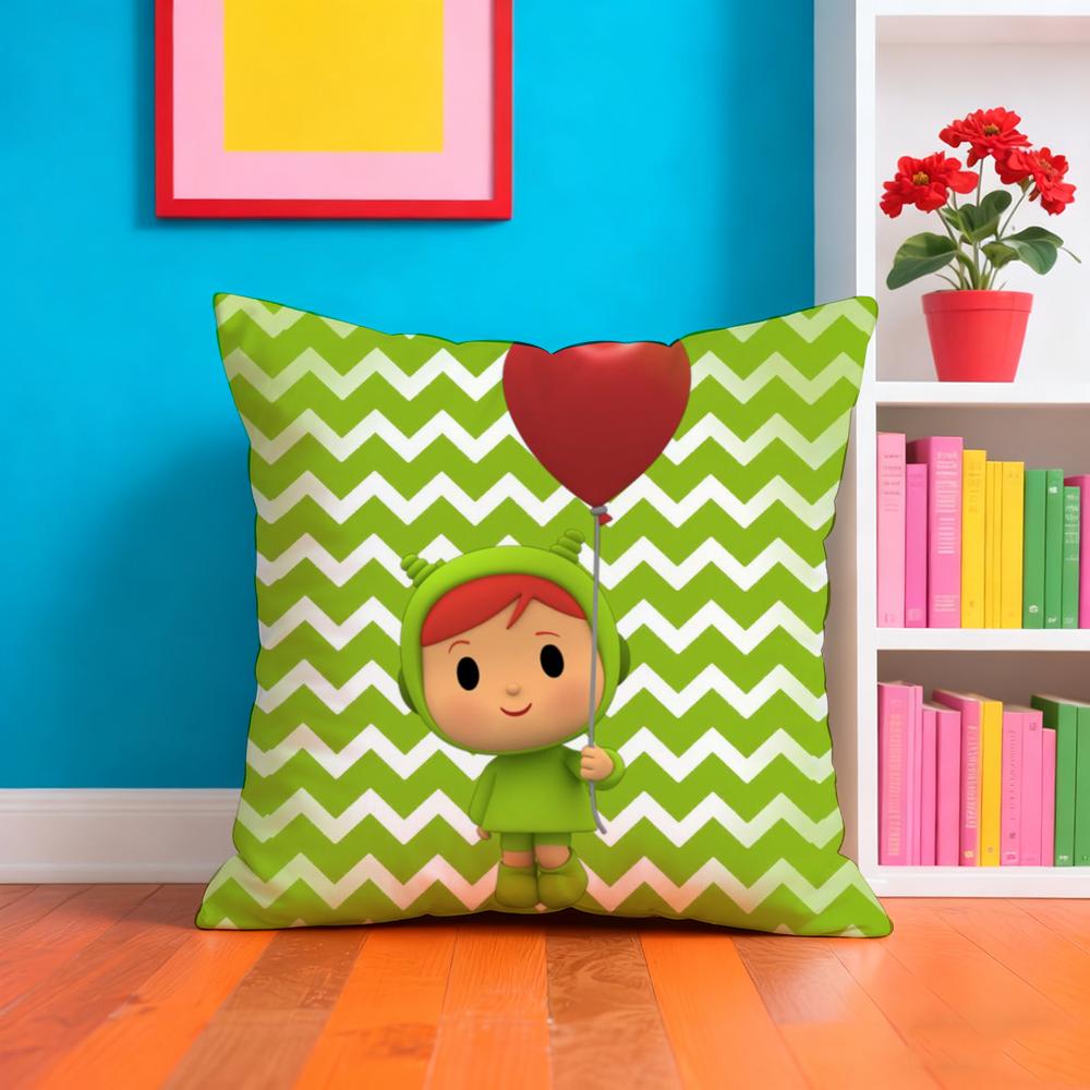 Cartoon Cute P-Pocoyo Pillow Case Plush Fabric Soft Double-Sided Printed Sofa Warm Winter Home Gift Cushion Cover