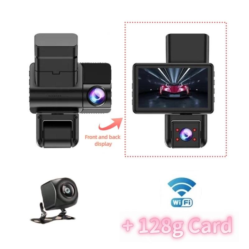 Dash Cam with Triple Recording, HD 1080P, WiFi, Infrared Night Vision, and Ultra-wide-angle Triple Lens