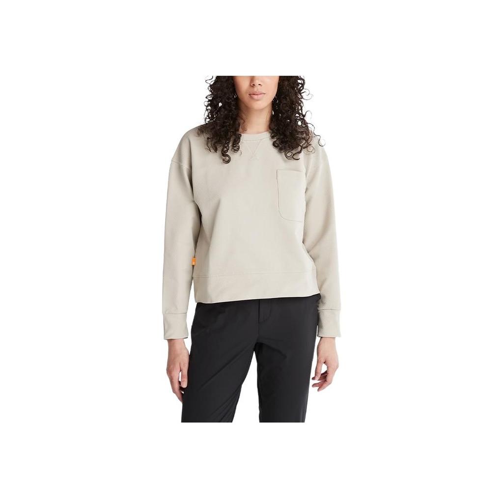 Timberland Solid Color Casual Loose Water-Resistant Fleece Crewneck Sweatshirt Women Sweatshirt Sand A5X29-CY2