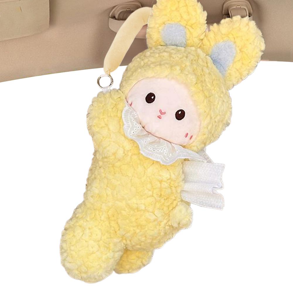 Napkin Holder For Car Cartoon Rabbit Napkin Dispenser Cute Tissue Box Cover For Truck RV Headrest Visor Console Armrest Desktop
