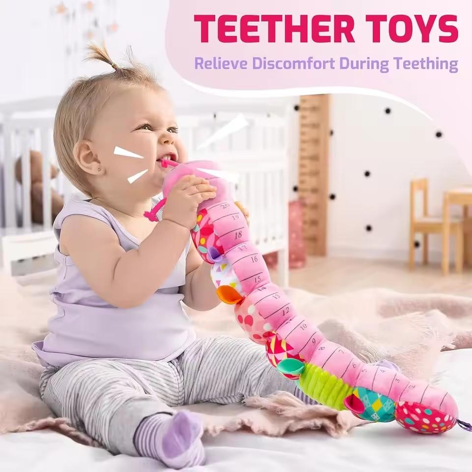Bebek Çıngırak Müzikli Tırtıl Yumuşak Oyuncak Renkli Solucan Bebek Duyusal Peluş Hayvanlar Yenidoğan Eğitici Etkileşimli Oyuncak Hediye