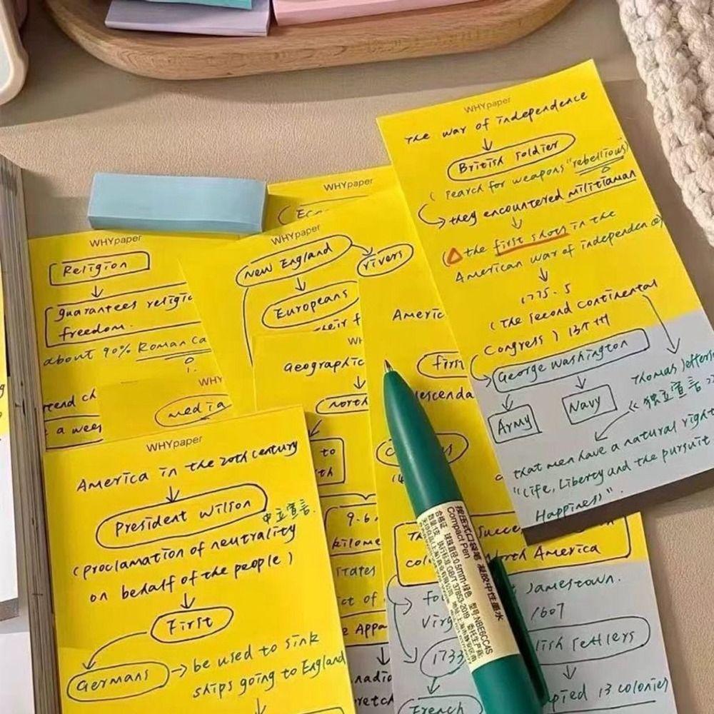 50/100Sheets Non-sticky Writing Notepad Color-blocking Message Paper Memo Pad  Students