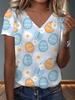 New summer new print casual v-neck T-shirt trendy creative elements suitable for casual T-shirts
