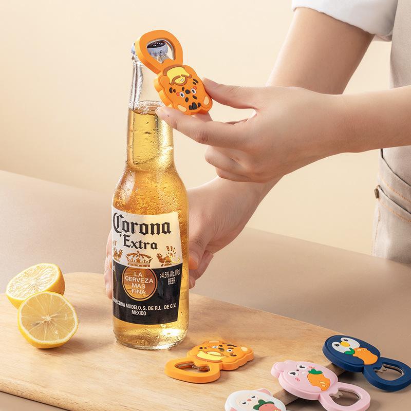 Multifunctional Bottle Opener Cartoon Beer Opener Household Silicone Magnetic Fridge Sticker Bottle Opener Lid Opener