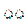 Ethnic Style Faux Turquoise Earrings Water Droped Textured Beaded Earringdrop Ear Jewelry Accessory Irregular Stone