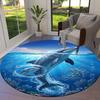 1PC Dolphin Ocean Non-Slip Floor Round Carpet, Office, Family, Bedroom, Large Area Rug Indoor Rugs,  Durable Polyester-L0400