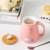 Cute Cartoon Cat Ceramic Mug with Lid and Spoon – Breakfast Coffee Cup