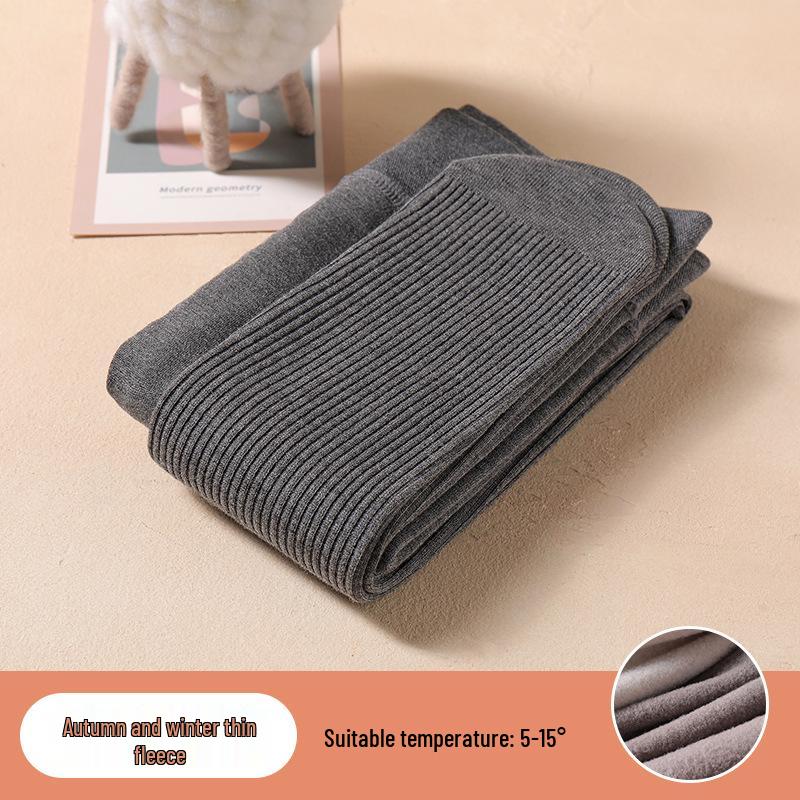 Children's Knit Cotton Striped Fleece Footed Tights - Autumn/Winter Dance Base Layer