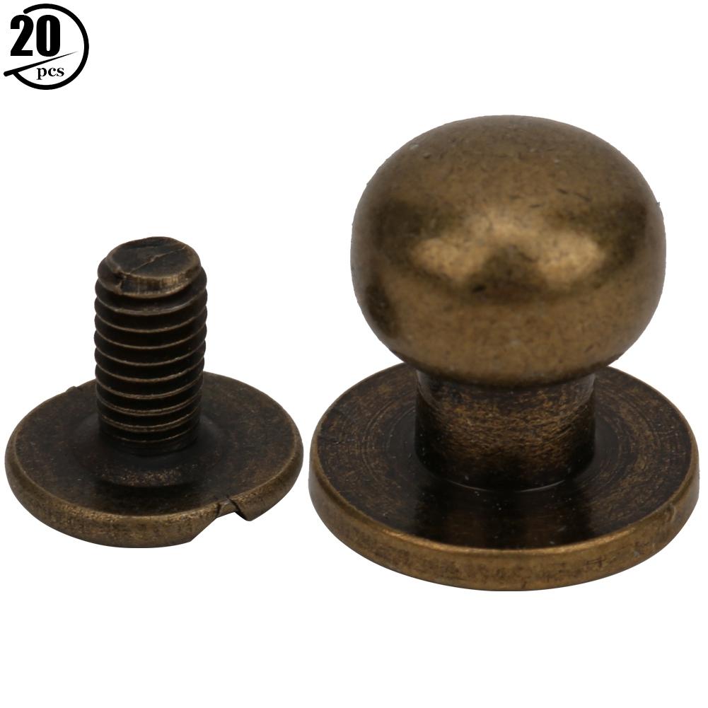 20 Sätze Kupfer Rundkopfnieten Punk Nieten Schraubverschluss DIY Lederhandwerk Nieten 10 x 8mm Bronze