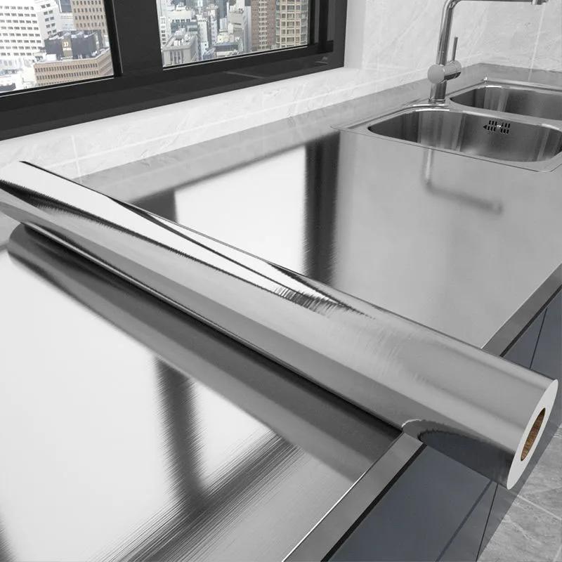 

Декоративные водонепроницаемые огнестойкие самоклеящиеся обои 40см матовое серебро холодильник гостиная кухня столешница 40CMX3M