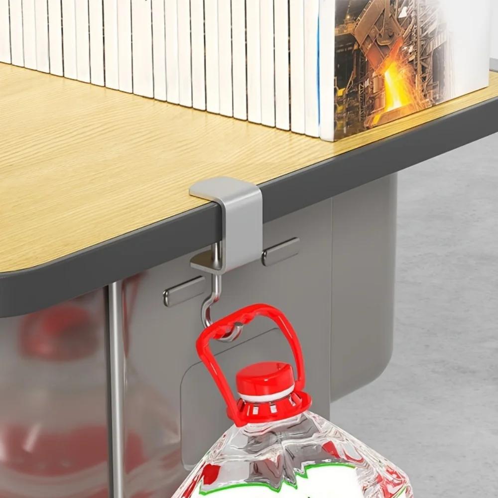 1/2pcs 360° Rotatable Steel Table Hooks - Detachable, Non-Destructive Installation for Office Desks, School Dormitories 2030