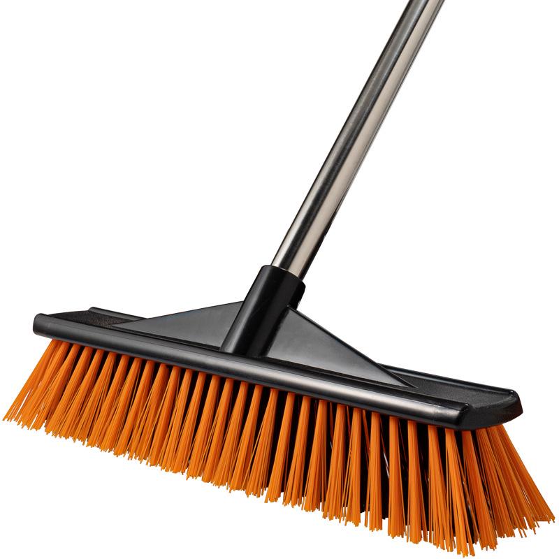 Large Commercial Stiff Bristle Floor Scrubber Brush with Long Handle for Cement, Moss, Marble, and Tile Cleaning