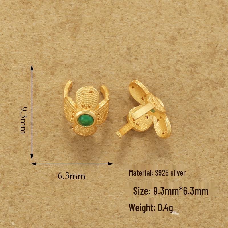 Handmade S925 Silver Ruyi Clasp Bracelet with Jade, Corundum Butterfly Clip, and Decorative Ring - Jewelry Accessory P24