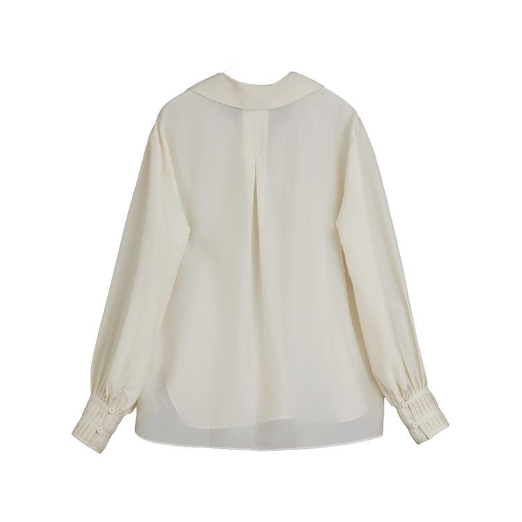 ELLE French Design Elegant High-End Unique Quality Long Sleeve Shirt Women tops Off-White EM48781