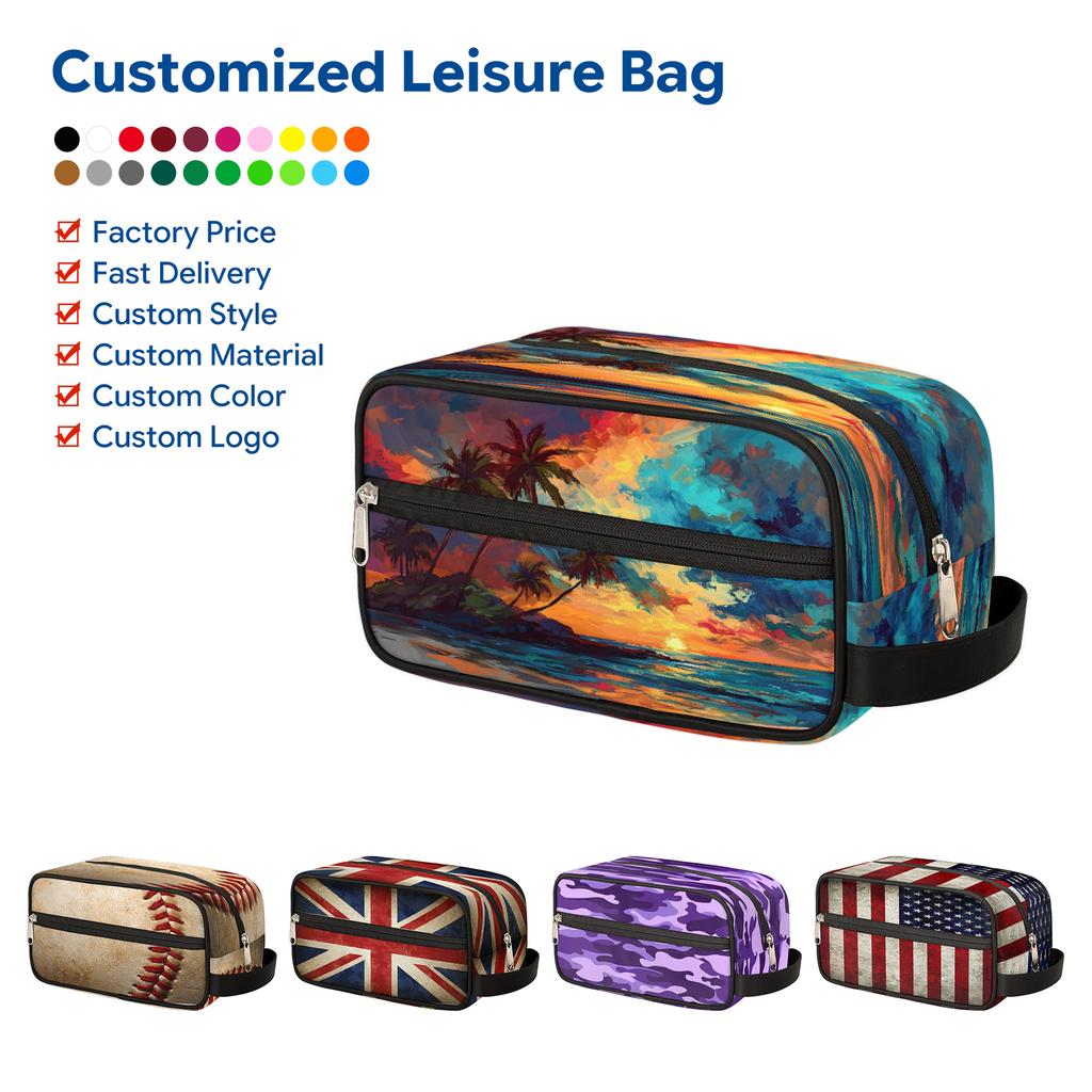 Custom Printed Cosmetic Bag Portable Hand Strap Toiletry Pouch Multipurpose Student Pen Storage Case