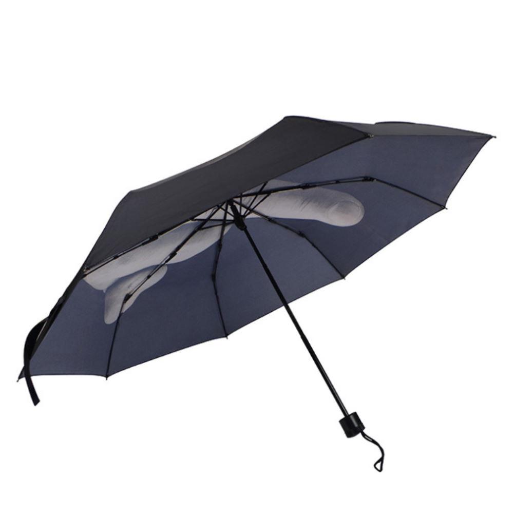 Fuck You Rain Umbrella Middle Finger Print Compact 3 Fold Black 23.5cm