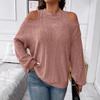 2025 Women's Casual Solid Off-Shoulder Knit Top - European/American Autumn & Winter Fashion