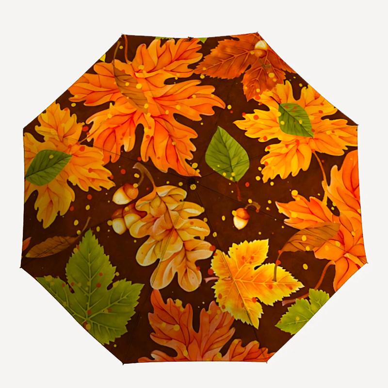 

1pc Autumn Leaves Automatic Open/Close Umbrella, Windproof, Folding Compact Umbrella with Lightweight Design for Women/Men203