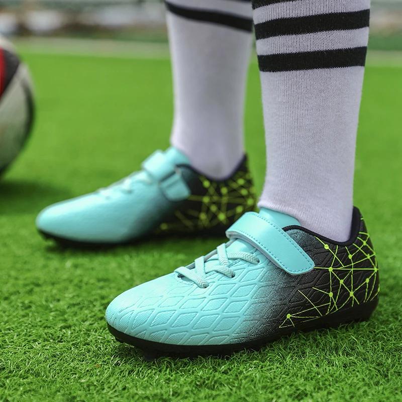 Non Slip New Boy's Soccer Shoes Girl's Cleats Outdoor Match Training Sport Football Boots Men Long Spikes Comfortable Breathable