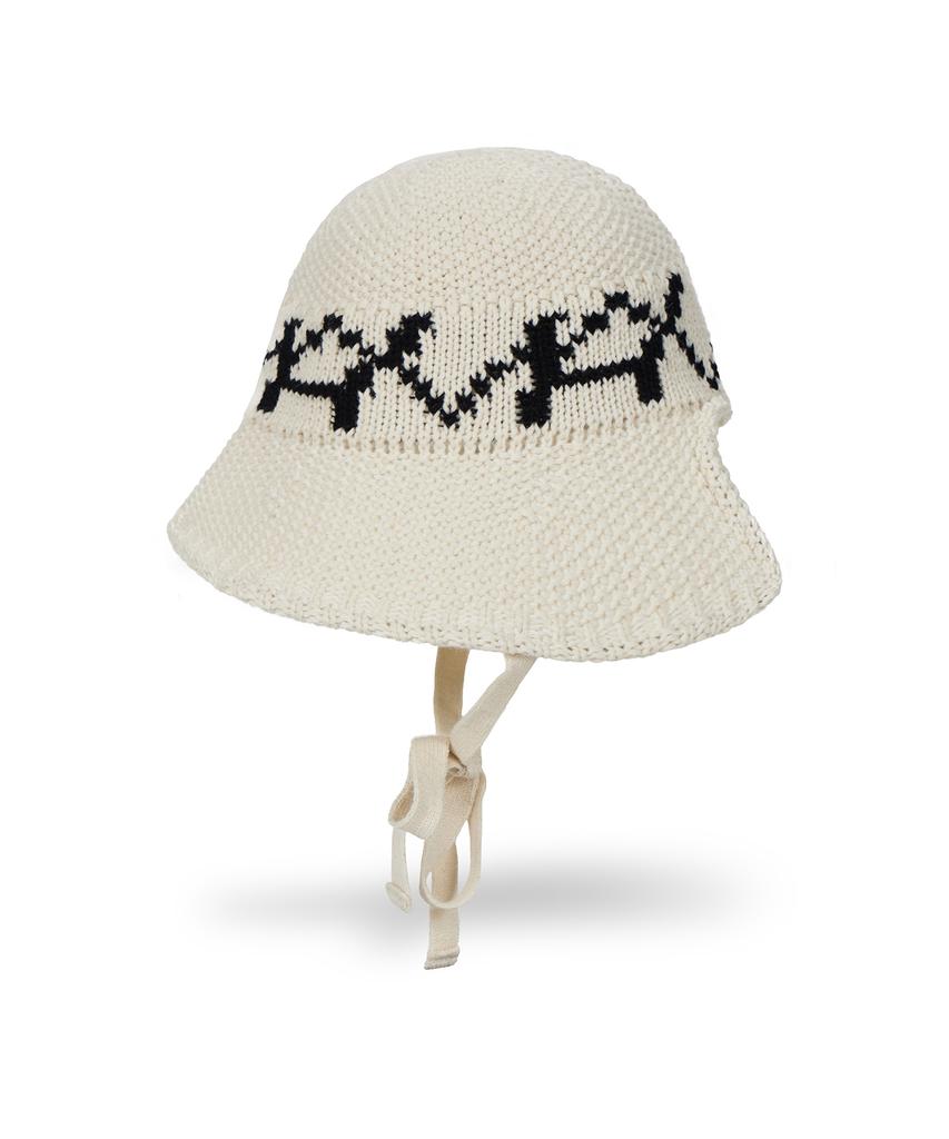 Bajal Va Digital Logo Cozy Knit Bonnet Hat Cream/Black