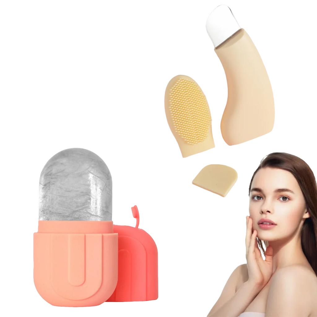 2PCS Face Ice Roller Blackhead Remover Set Silicone Face Lifting Ice Cube Facial Massager Face Scraper Beauty Skin Care Tools