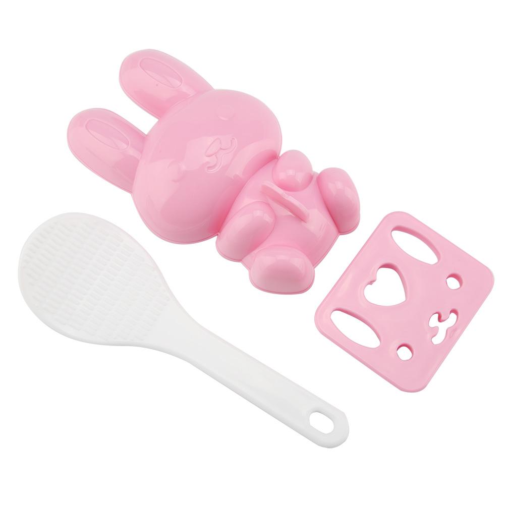 

3pcs Food grade PP Cartoon Rabbit Model Sushi Rice Mold DIY Handicraft Onigiri Make Tool Pinkish