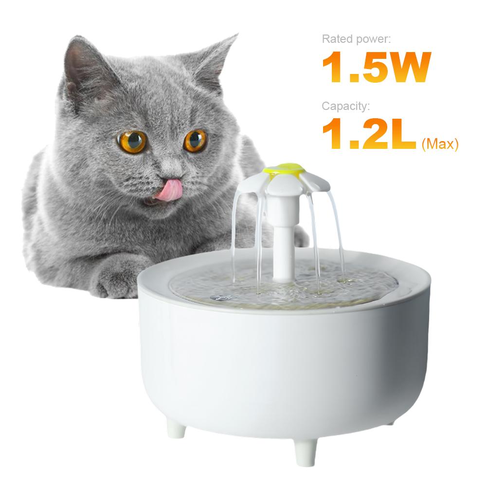 1200ml Cat Water Fountain USB Auto Filter Transparent Cat Drinker Electric Mute Recirculate Filtering Drinker Pet Water Fountain