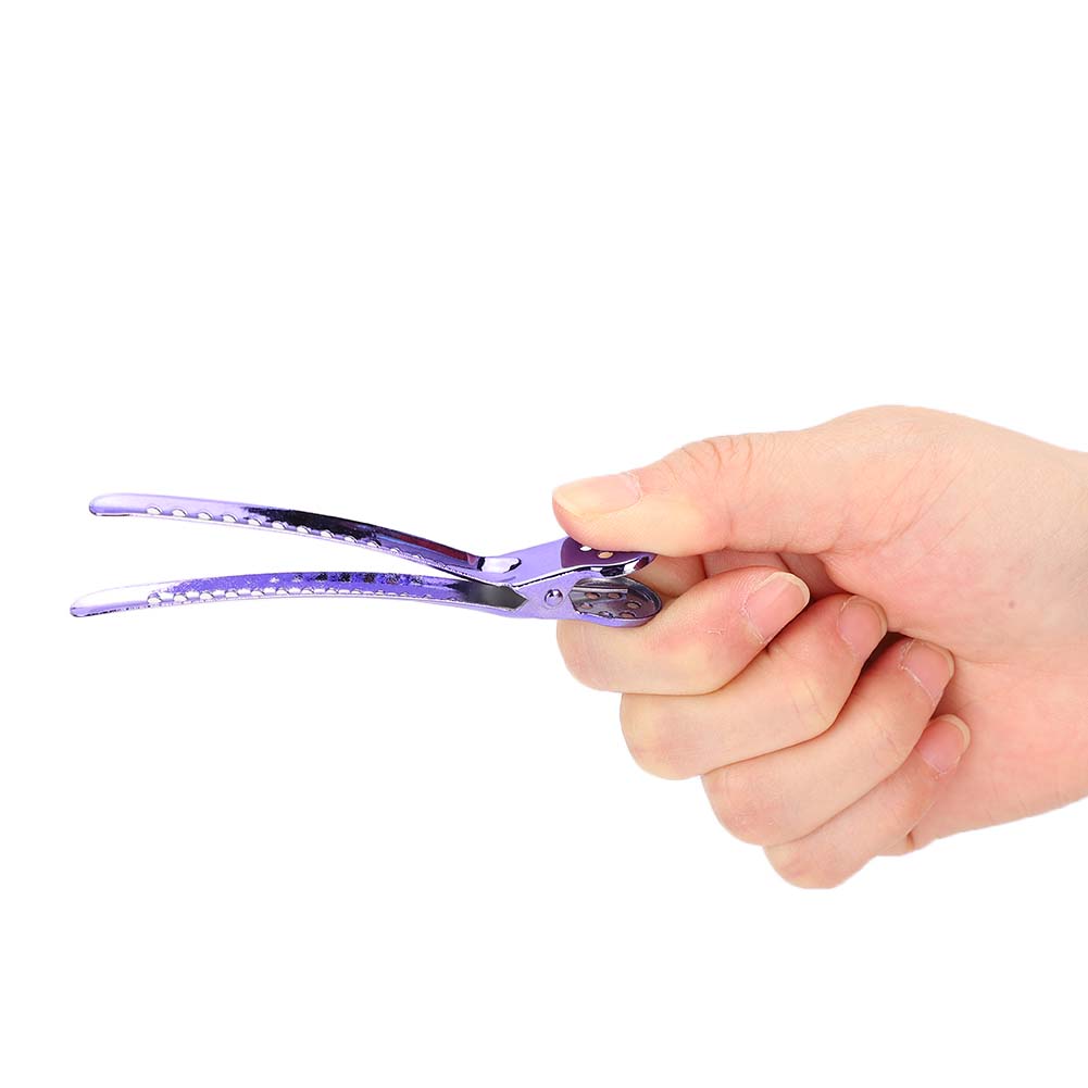 12pcs Duckbilled Clip Steel Hairdressing Hairstyle Pin for Hair Salon Barber ShopPurple