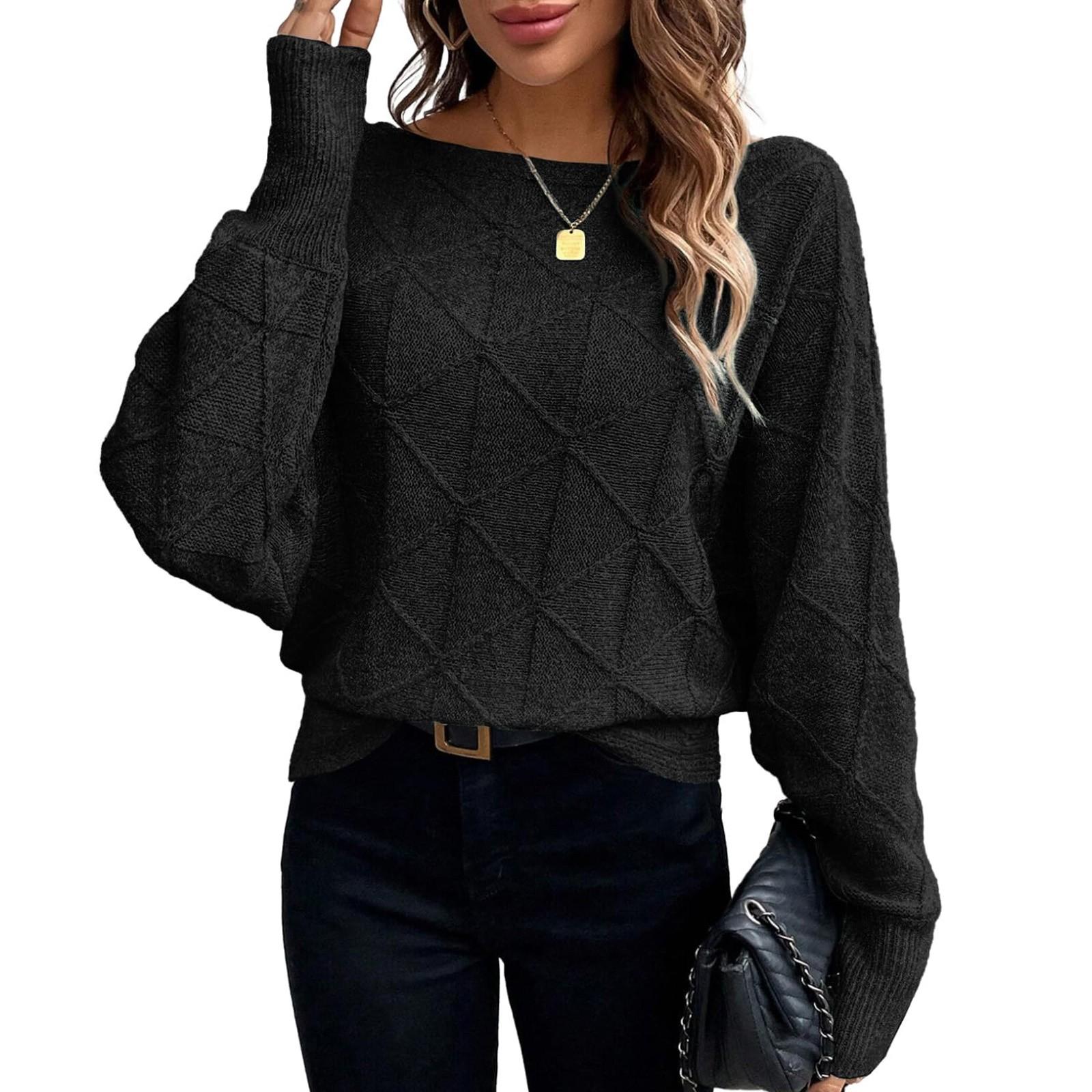 

Женский свободный полосатый свитер с круглым вырезом и длинными рукавами, большой пуловер, топ M чёрный