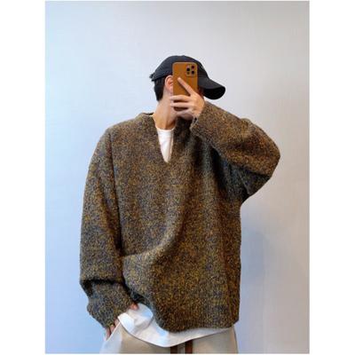 Herren Herbst- und Winter Retro Lockerer V-Ausschnitt Schulterpullover