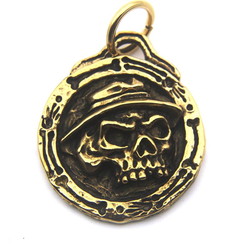 Indian Pendant 316L Stainless Steel Gothic Biker Punk Devil Skeleton Necklace 60cm Chain