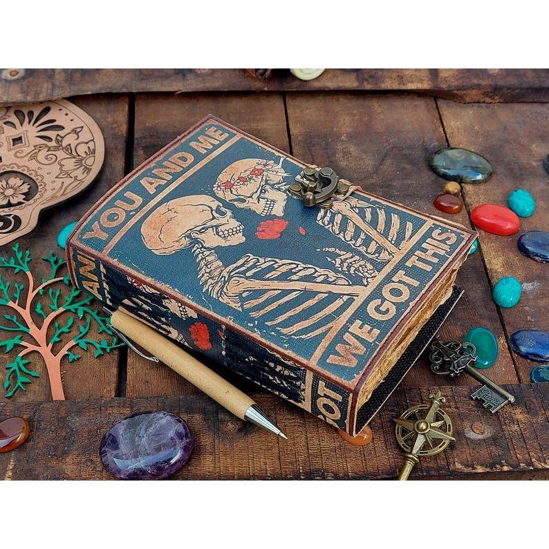 Handmade Leather Skull Lover journal Wiccan Pagan journal grimoire book of shadows For men women Traveling Sketchbook birthday gift