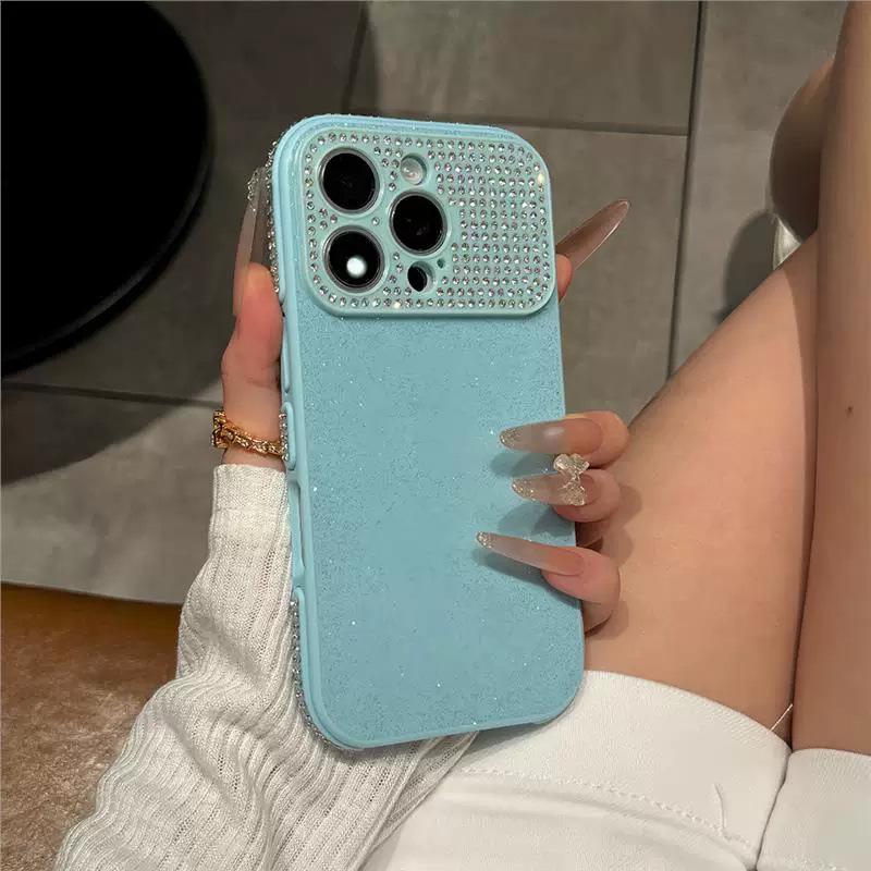 Premium Glitter Window Phone Case for iPhone 17 Pro with Full Diamond Lens Cover
