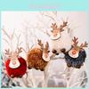 Large Plush Christmas Decoration Featuring Adorable Felt Reindeer With Wooden Antlers