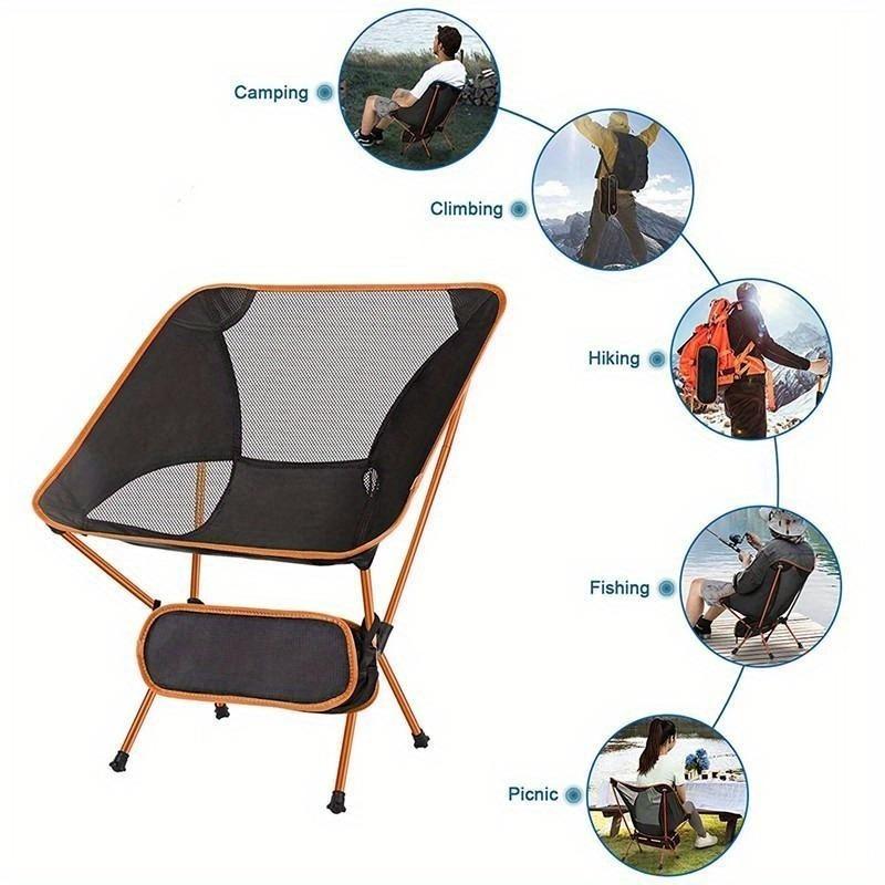 Silla de Camping Portátil Ultraligera,, Silla de Playa Plegable Silla de Comedor para Patio con Bolsa de Transporte para Senderismo al Aire Libre Pesca Patio Trasero Picnic Viajes