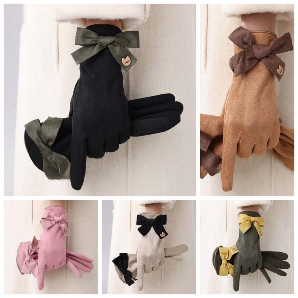 Soft Women Anti-cold Mittens Plush Windproof Finger Mittens 2 Finger Flip Gloves Cycling