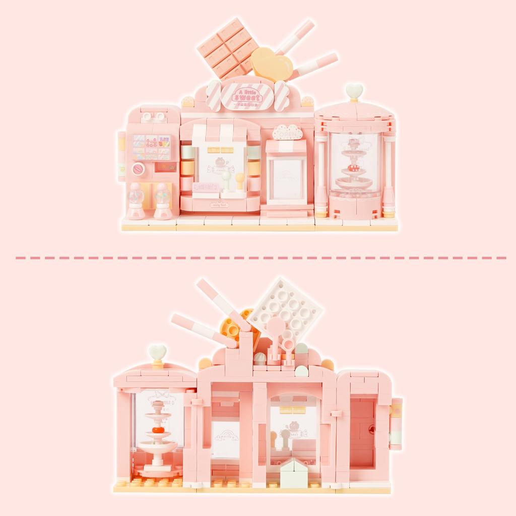 Oichy Blocks Cute Shop Toy Block Set with Shiba Inu, Sweets, Bakery, and Cafe Designs, Creative Shop, Assembly Required, Perfect Gift for Kids and