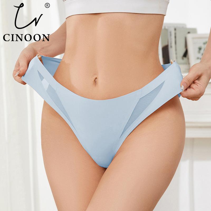 CINOON Women's Sexy Yoga Thong Ice Silk Seamless Sports Underpant Low-Rise Comfortable Fitness Panties