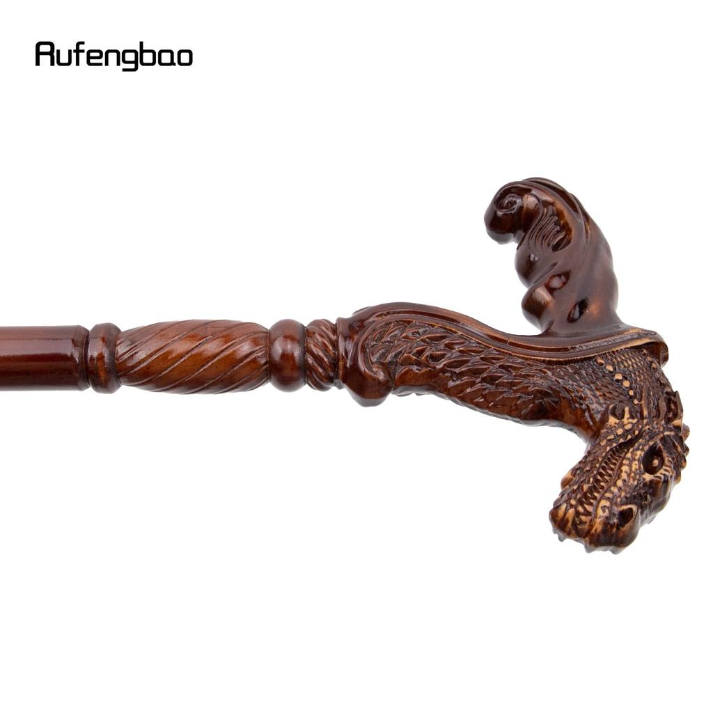 Dinosaur Brown Wooden Fashion Walking Stick Decorative Vampire Cospaly Party Wood Walking Cane Halloween Mace Wand Crosier 93cm
